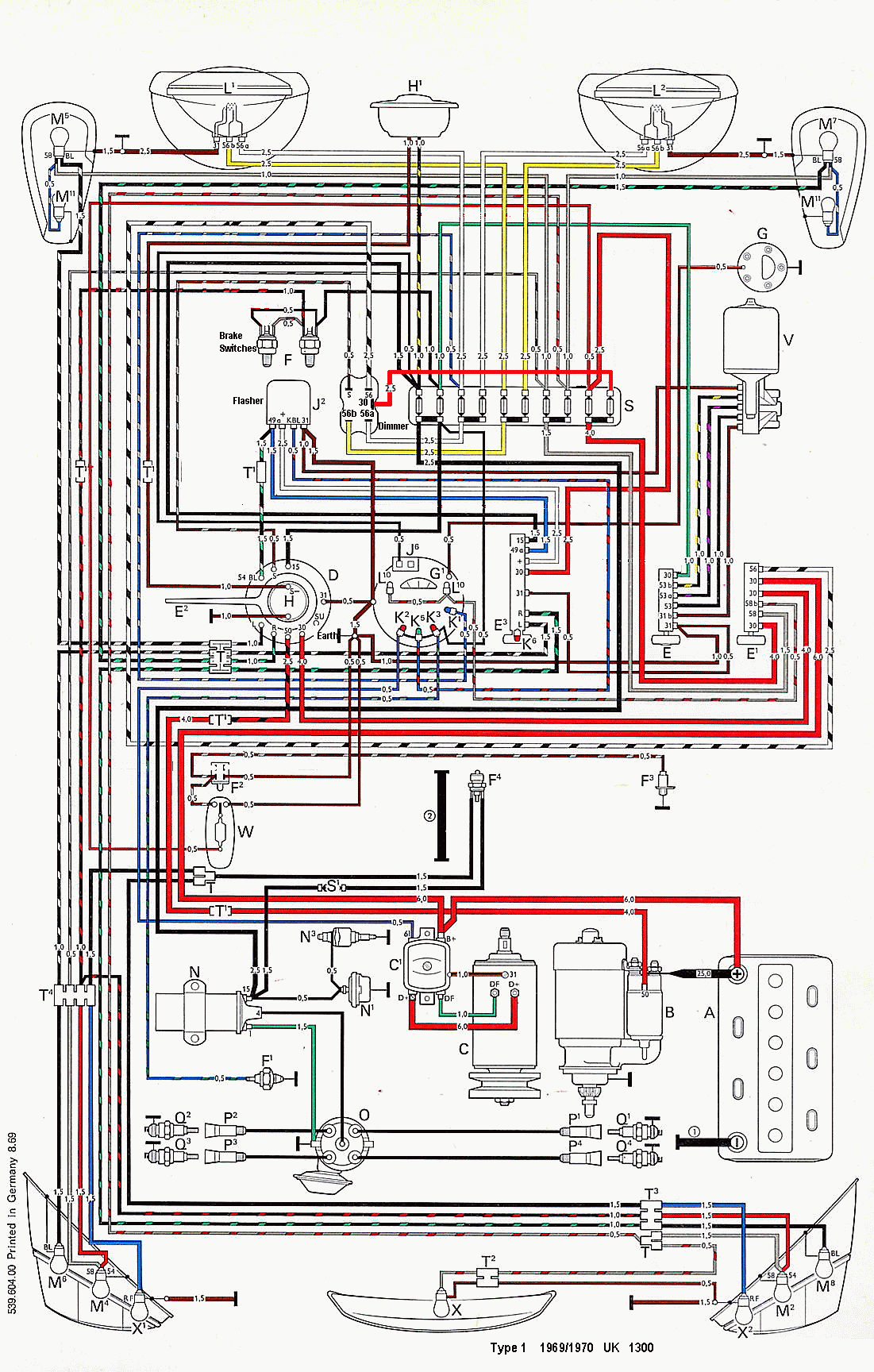 1969 1300 Beetle Wiring Diagram - Page 2 - VW Forum - VZi ... 1969 vw squareback wiring diagram 